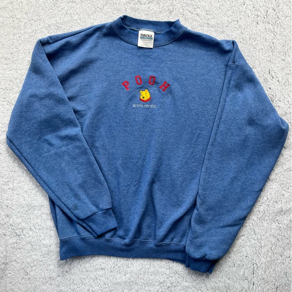 Tultex Tops - Vintage Tultex Disney Winnie the Pooh Blue Crew Neck Sweatshirt Size M